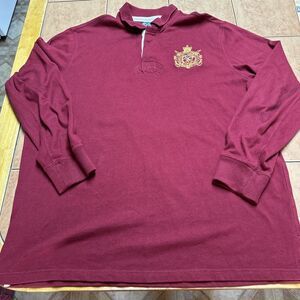 Polo Ralph Lauren Equestrian Crest Rugby‎ Polo Shirt Men's Sz Large Long Sleeve
